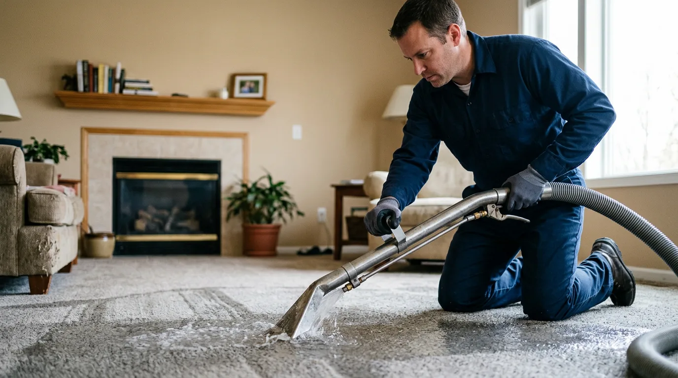 Water damage restoration technician working near Owingsville, KY